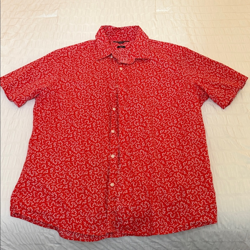 Michael Kors Casual Red and White Men's Shirt